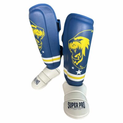 Super Pro Combat Gear Schienbein- und Spannschutz - Nations Curacao - Blau / Gelb / Weiß