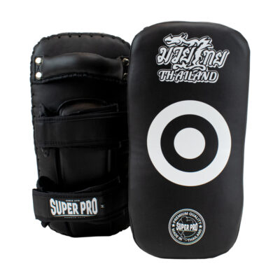 Super Pro Combat Gear Schlagpolster - Leder Thaipad Pattaya MADE in THAILAND - Schwarz / Weiß