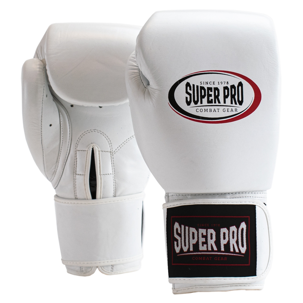 Super Pro Combat Gear Boxhandschuhe - Thai pro Leder (thai) - Schwarz / Weiß