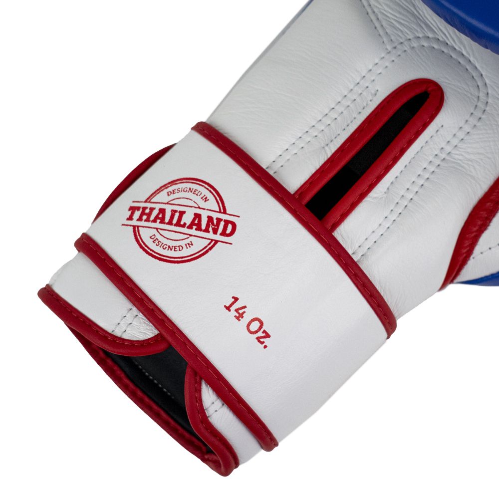 Super Pro Combat Gear Boxhandschuhe - Leder Thai Gloves Stripes - Rot / Blau / Weiß Super Pro Combat Gear Boxhandschuhe - Leder Thai Gloves Stripes - Rot / Blau / Weiß
