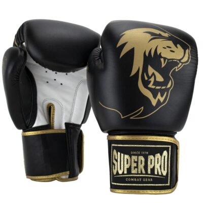 Super Pro Combat Gear Boxhandschuhe - Warrior Se Leder - Gold / Schwarz / Weiß Super Pro Combat Gear Boxhandschuhe - Warrior Se Leder - Gold / Schwarz / Weiß