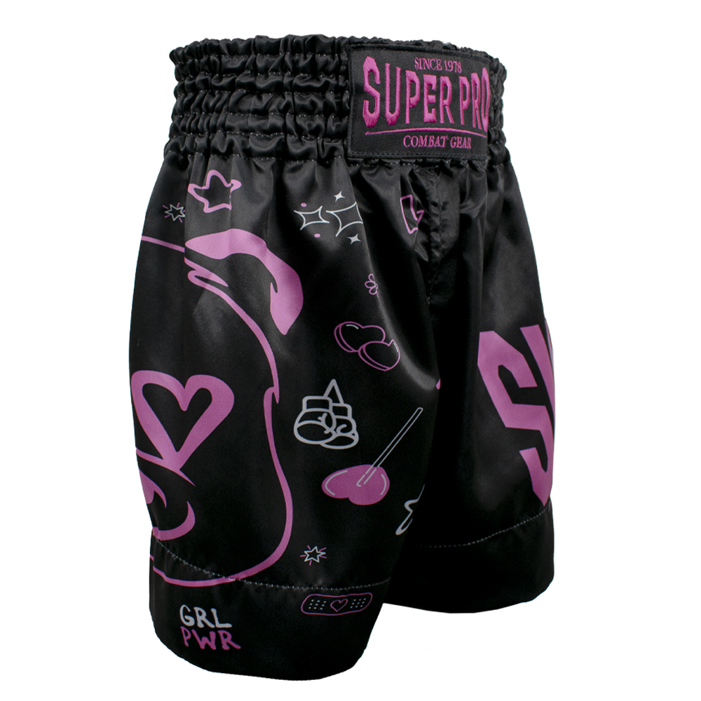 Super Pro Combat Gear (Thai) Boxhose Kinder - Schwarz/Rosa Super Pro Combat Gear (Thai) Boxhose Kinder - Schwarz/Rosa