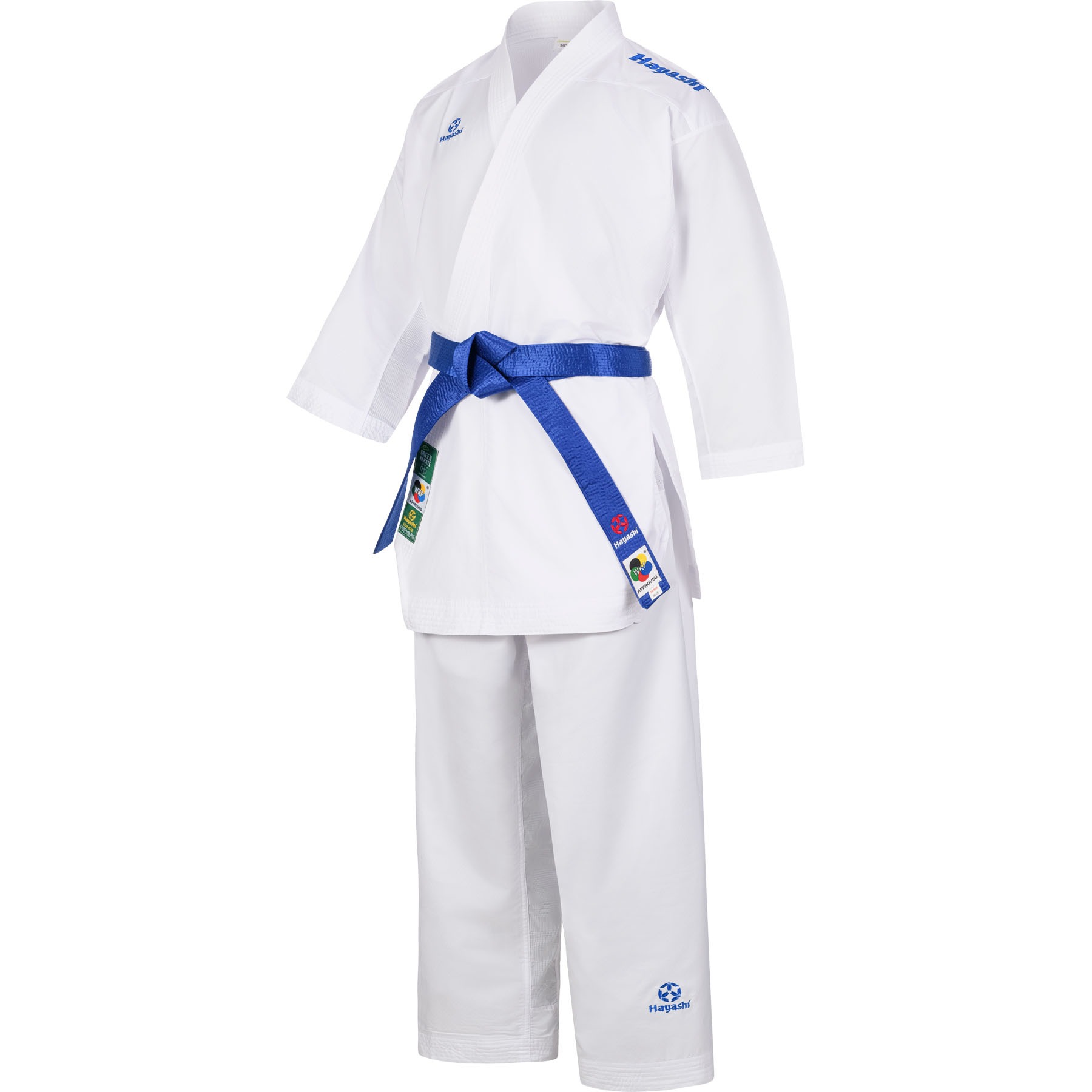 Hayashi Karateanzug - Premium Kumite WKF Approved - Weiß / Blau Hayashi Karateanzug - Premium Kumite WKF Approved - Weiß / Blau