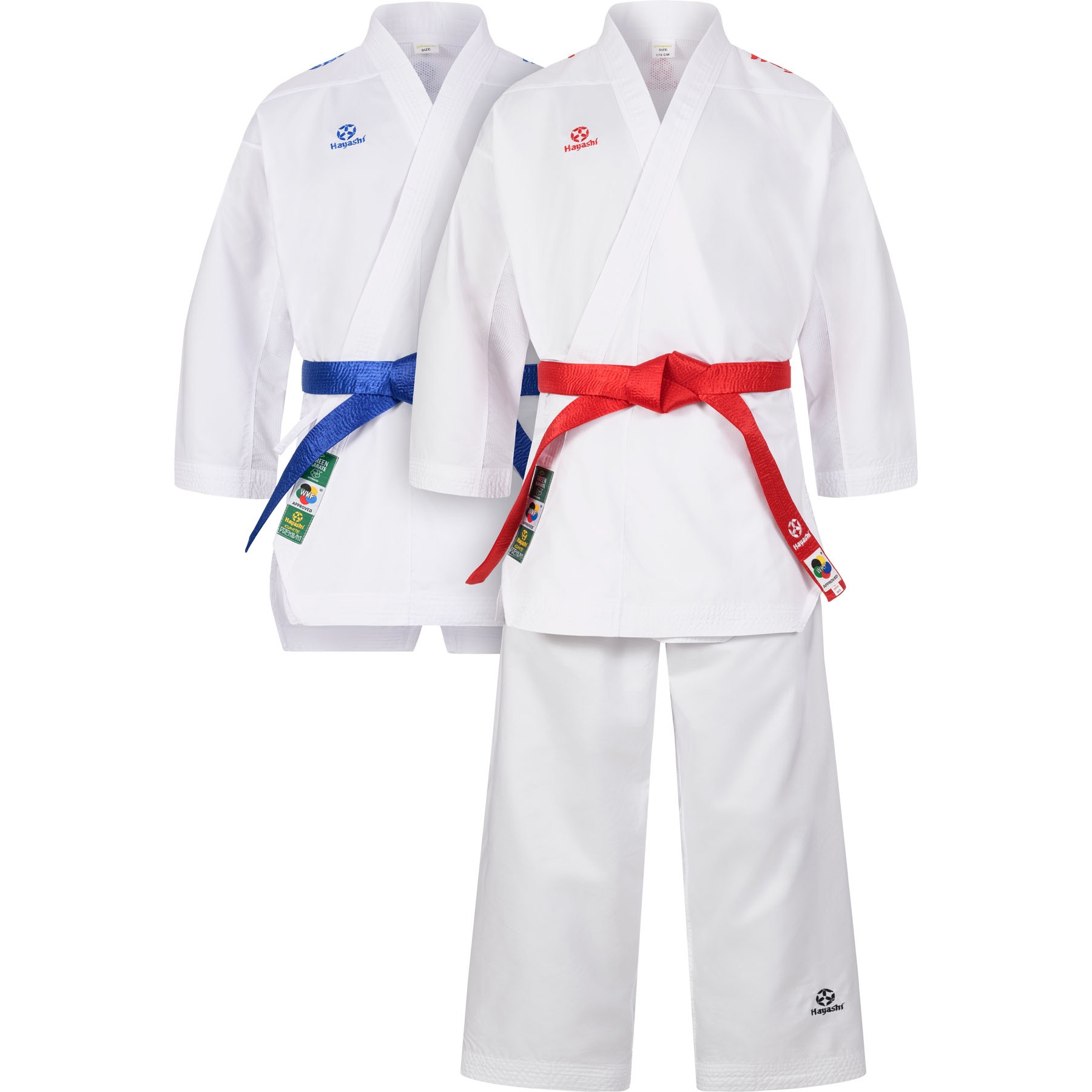 Hayashi Karateanzug - Premium Kumite Competition WKF Approved - Weiß / Rot / Weiß / Blau Hayashi Karateanzug - Premium Kumite Competition WKF Approved - Weiß / Rot / Weiß / Blau