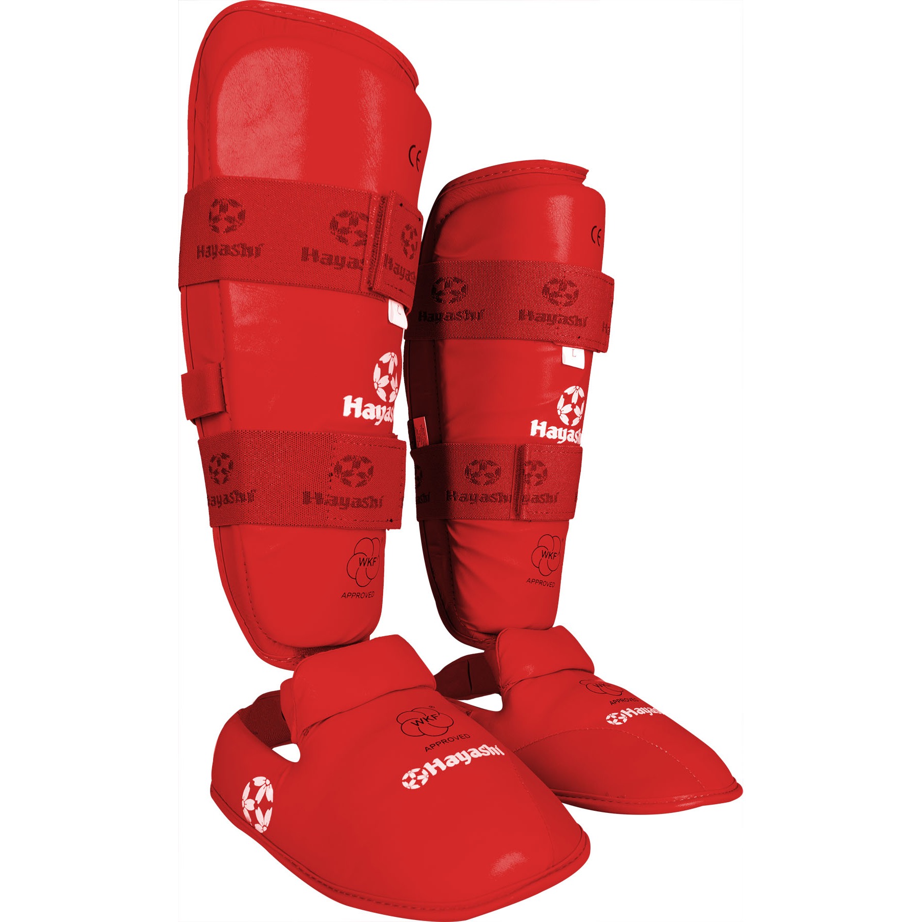 Hayashi Schienbein- und Spannschutz - Karate Schienbein- und Spannschutz WKF Approved - Rot