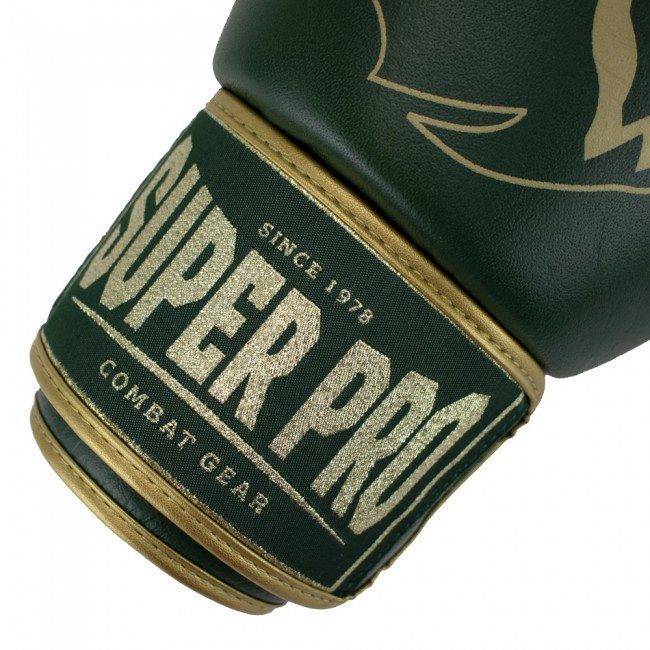 Super Pro Combat Gear Warrior SE Leder Kickboxhandschuhe Grün/Gold 10 Oz. Super Pro Combat Gear Warrior SE Leder Kickboxhandschuhe Grün/Gold 10 Oz.