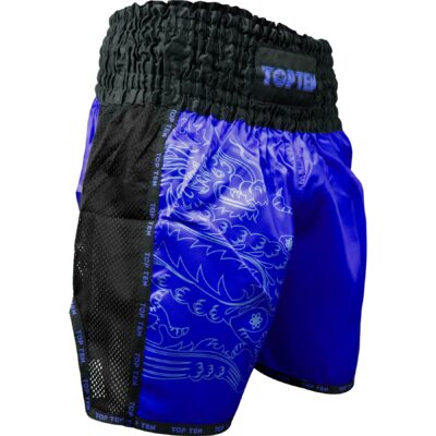 TOP TEN Kickbox-Shorts - Dragon - Schwarz / Blau TOP TEN Kickbox-Shorts - Dragon - Schwarz / Blau