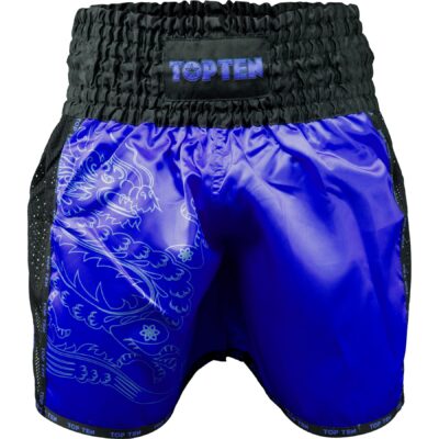 TOP TEN Kickbox-Shorts - Dragon - Schwarz / Blau TOP TEN Kickbox-Shorts - Dragon - Schwarz / Blau