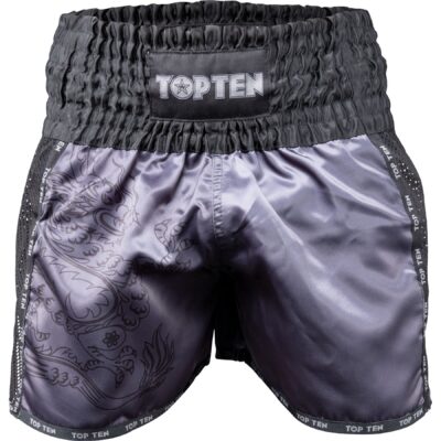 TOP TEN Kickbox-Shorts - Dragon - Schwarz / Grau TOP TEN Kickbox-Shorts - Dragon - Schwarz / Grau
