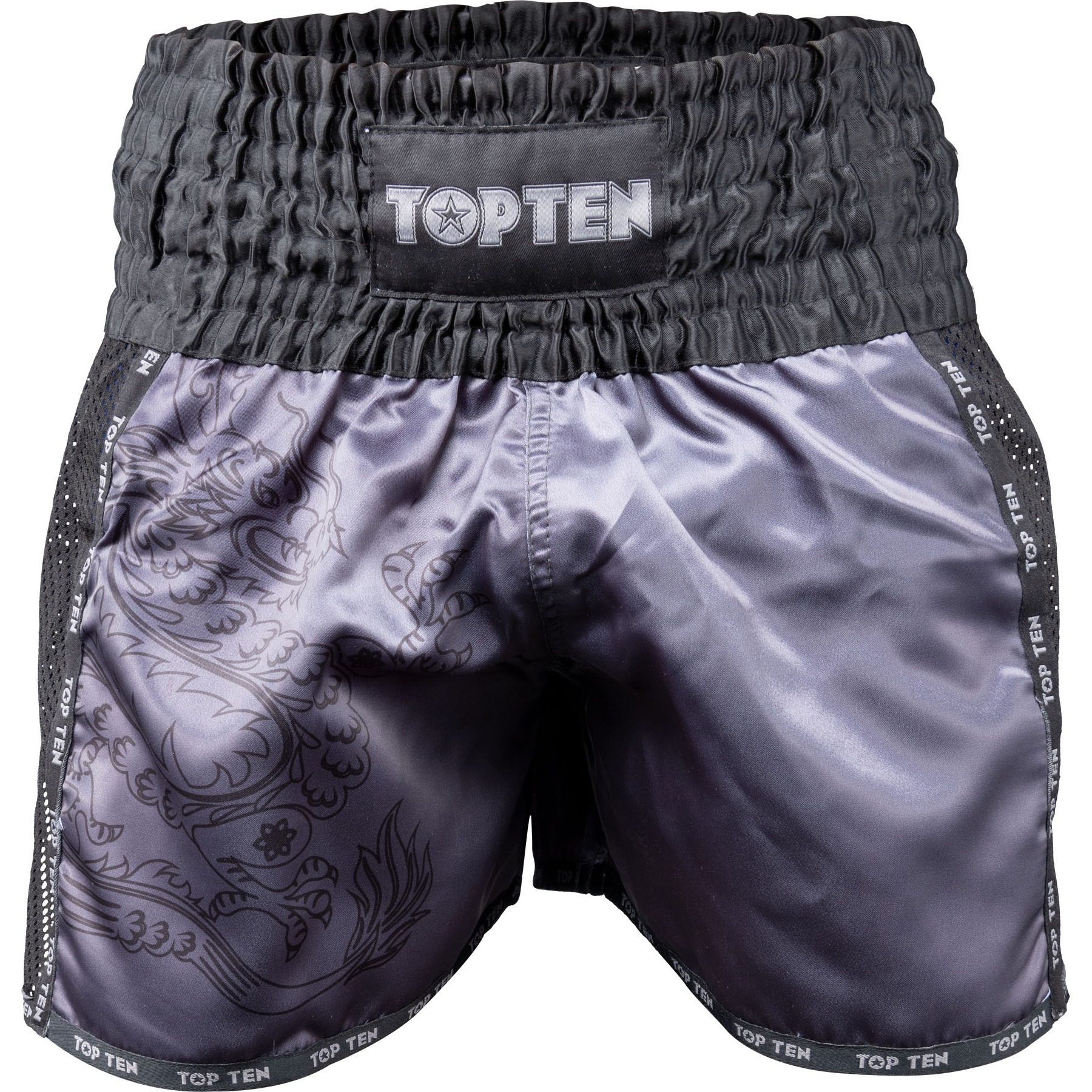TOP TEN Kickbox-Shorts - Dragon - Schwarz / Grau TOP TEN Kickbox-Shorts - Dragon - Schwarz / Grau