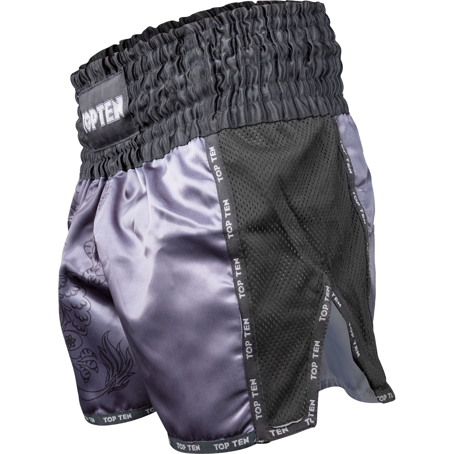 TOP TEN Kickbox-Shorts - Dragon - Schwarz / Grau TOP TEN Kickbox-Shorts - Dragon - Schwarz / Grau