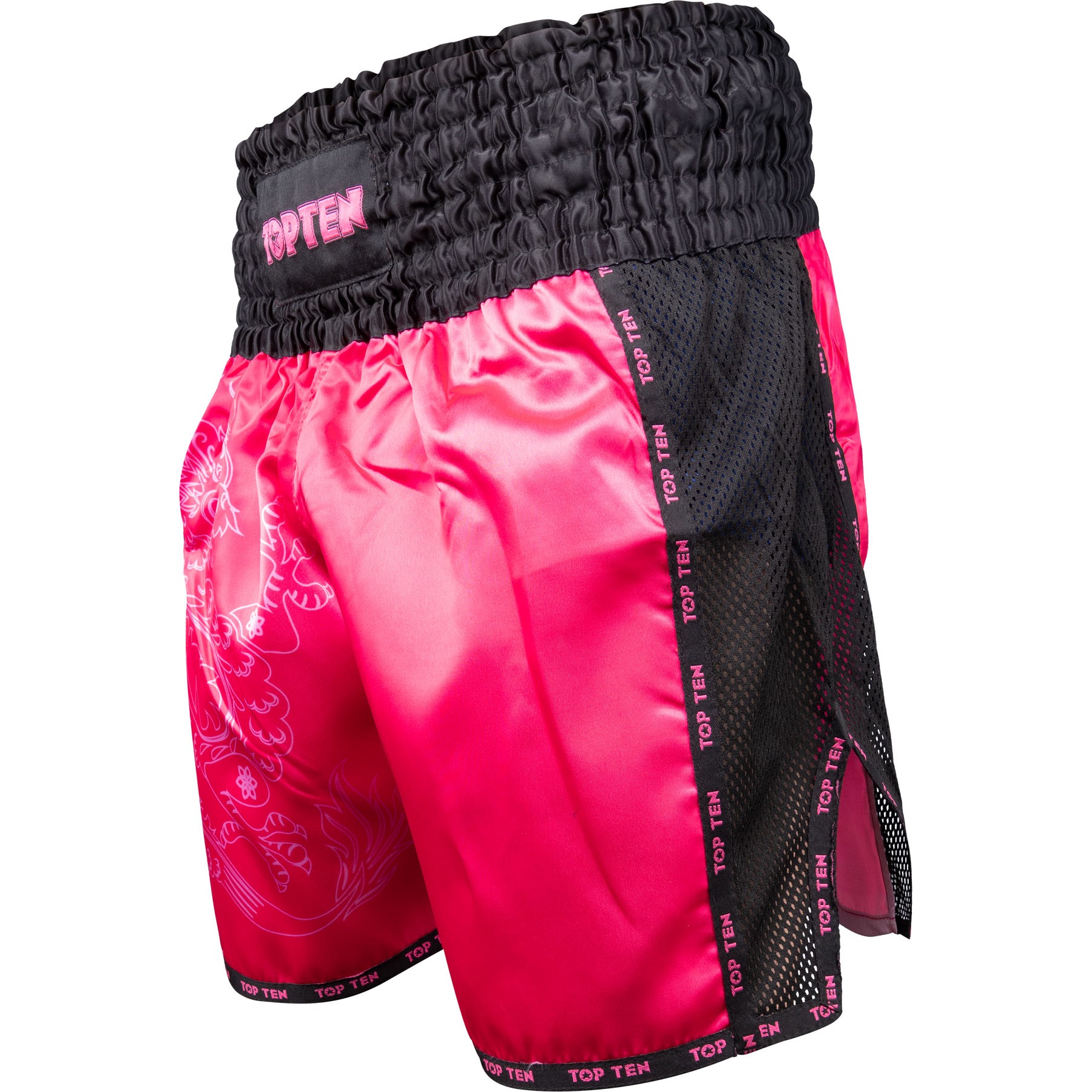 TOP TEN Kickbox-Shorts - Dragon - Schwarz / Rosa TOP TEN Kickbox-Shorts - Dragon - Schwarz / Rosa