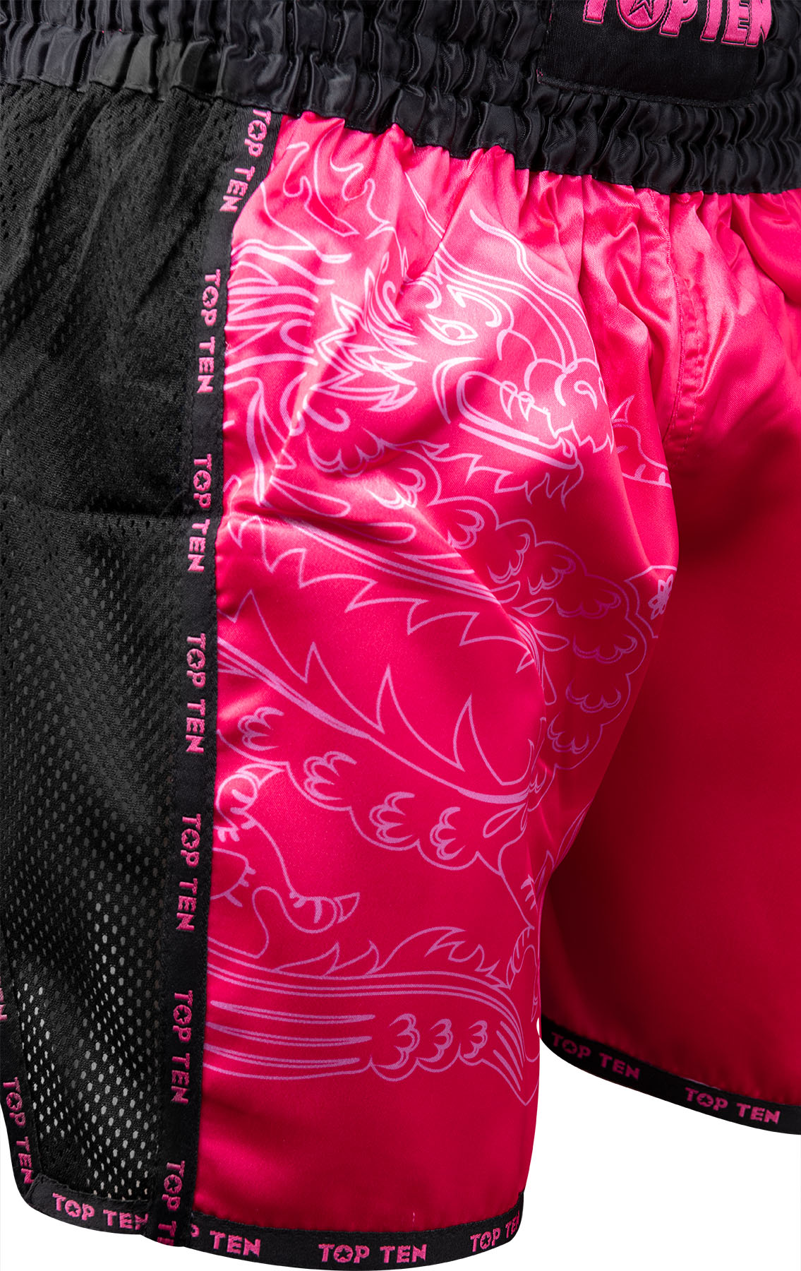 TOP TEN Kickbox-Shorts - Dragon - Schwarz / Rosa TOP TEN Kickbox-Shorts - Dragon - Schwarz / Rosa