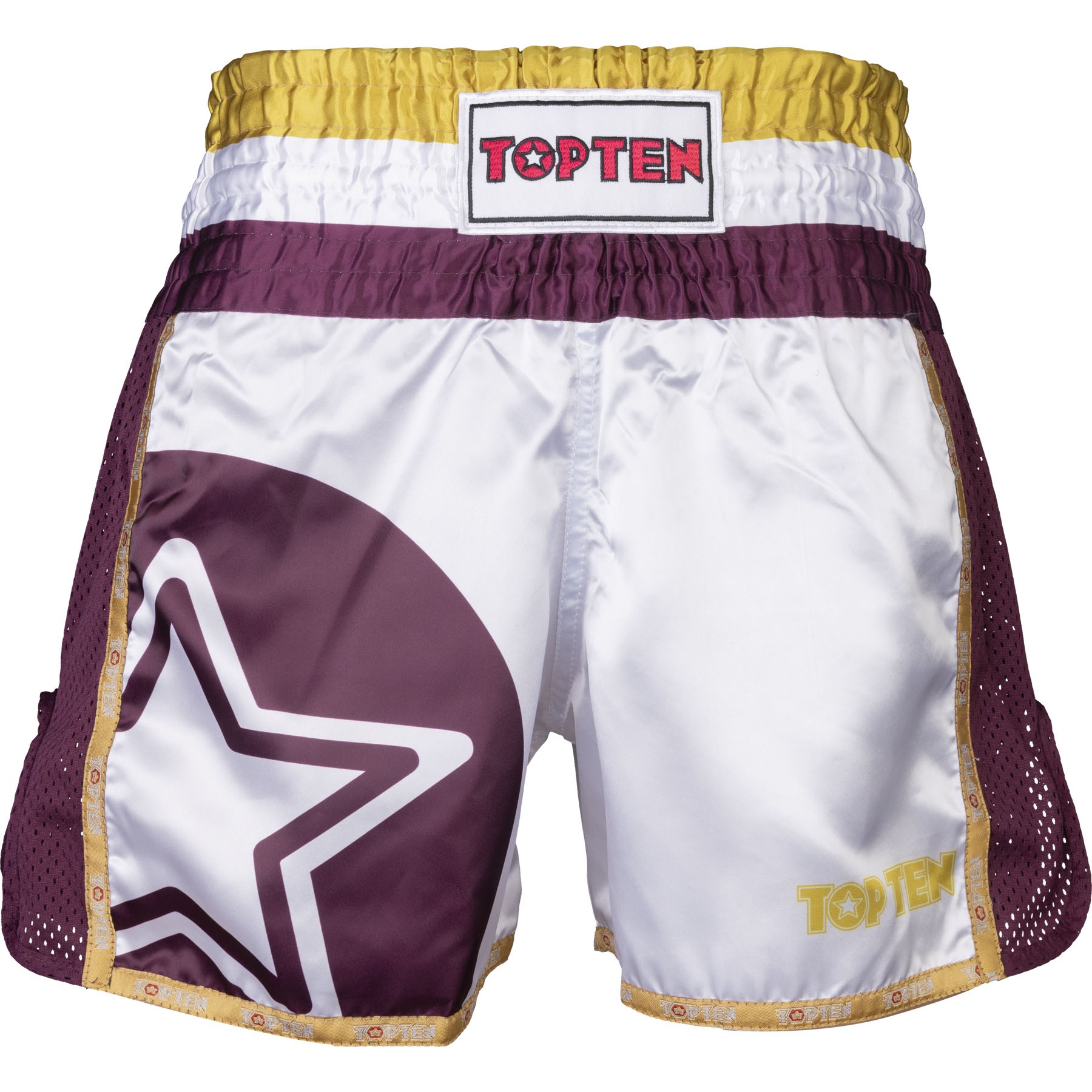 TOP TEN Muay-Thai-Shorts - Star - Weiß / Rot TOP TEN Muay-Thai-Shorts - Star - Weiß / Rot