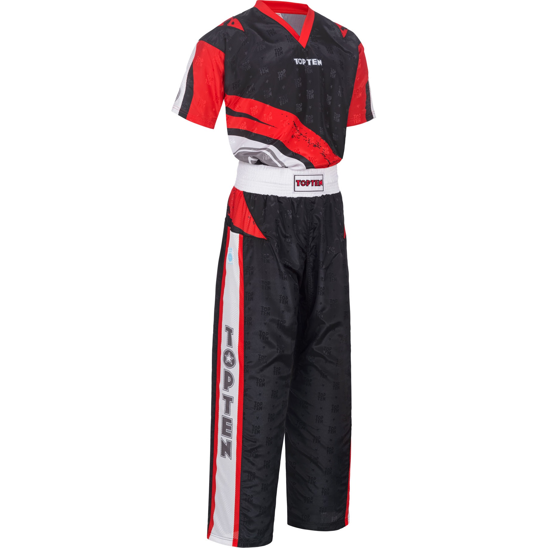 TOP TEN Kickbox-Uniform - Urban Arts - Schwarz / Rot