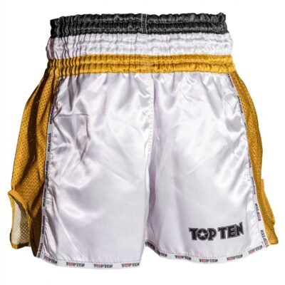 TOP TEN Muay-Thai-Shorts - Star - Weiß / Gold TOP TEN Muay-Thai-Shorts - Star - Weiß / Gold