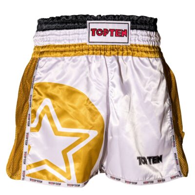 TOP TEN Muay-Thai-Shorts - Star - Weiß / Gold TOP TEN Muay-Thai-Shorts - Star - Weiß / Gold