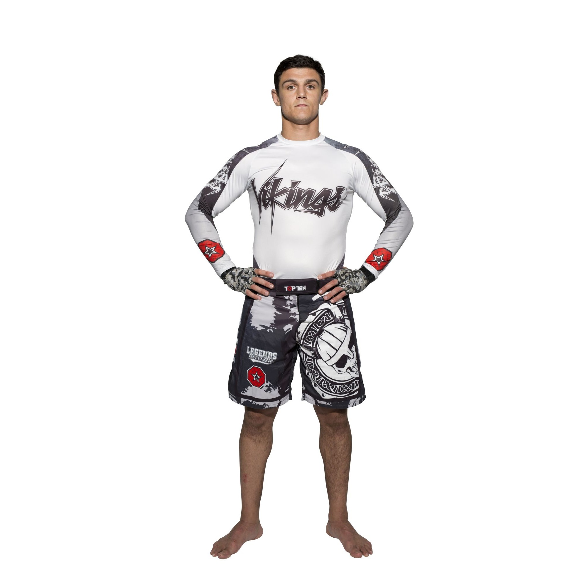 TOP TEN MMA Rashguard - Vikings - Weiß TOP TEN MMA Rashguard - Vikings - Weiß