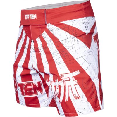 TOP TEN MMA-Shorts - Samurai - Weiß / Rot