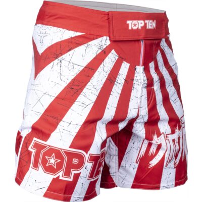 TOP TEN MMA-Shorts - Samurai - Weiß / Rot