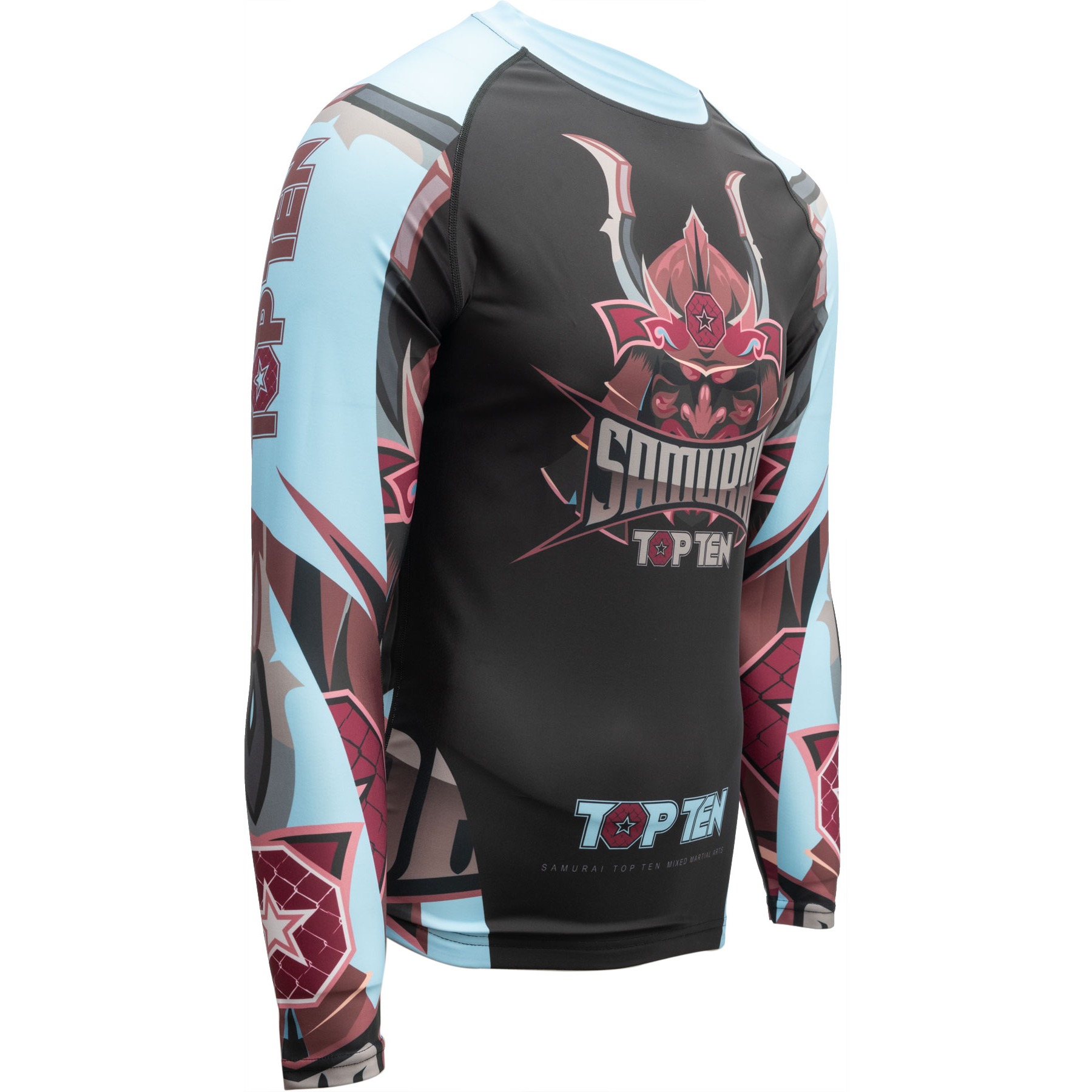 TOP TEN MMA Rashguard - Samurai - Schwarz / Blau TOP TEN MMA Rashguard - Samurai - Schwarz / Blau