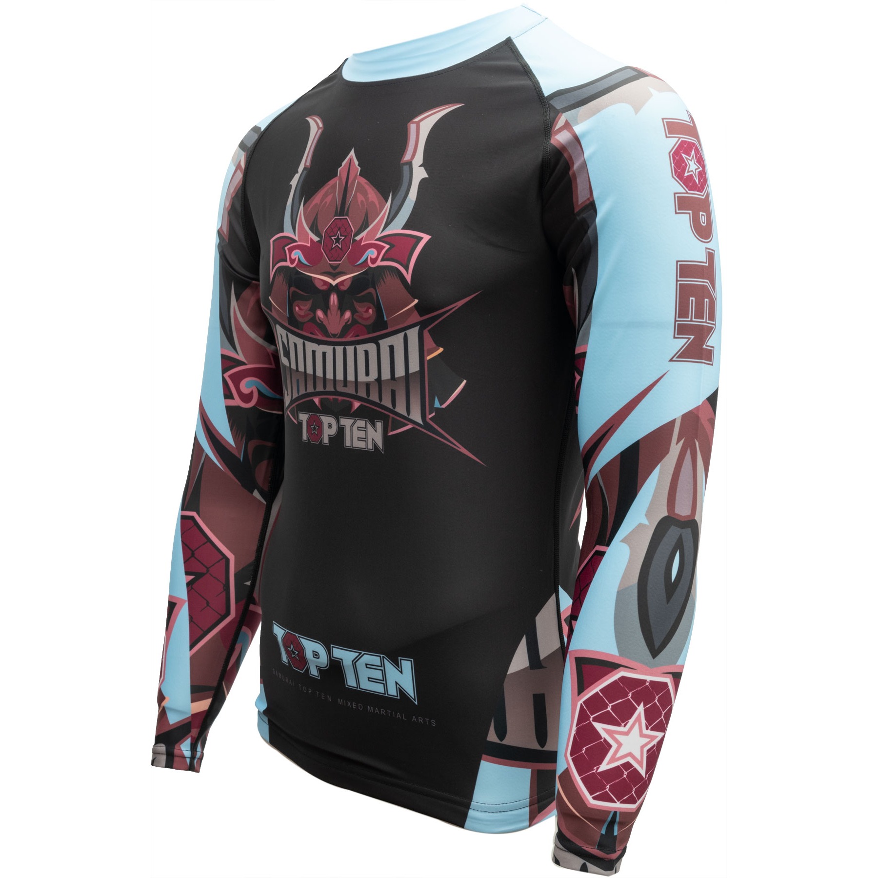 TOP TEN MMA Rashguard - Samurai - Schwarz / Blau TOP TEN MMA Rashguard - Samurai - Schwarz / Blau