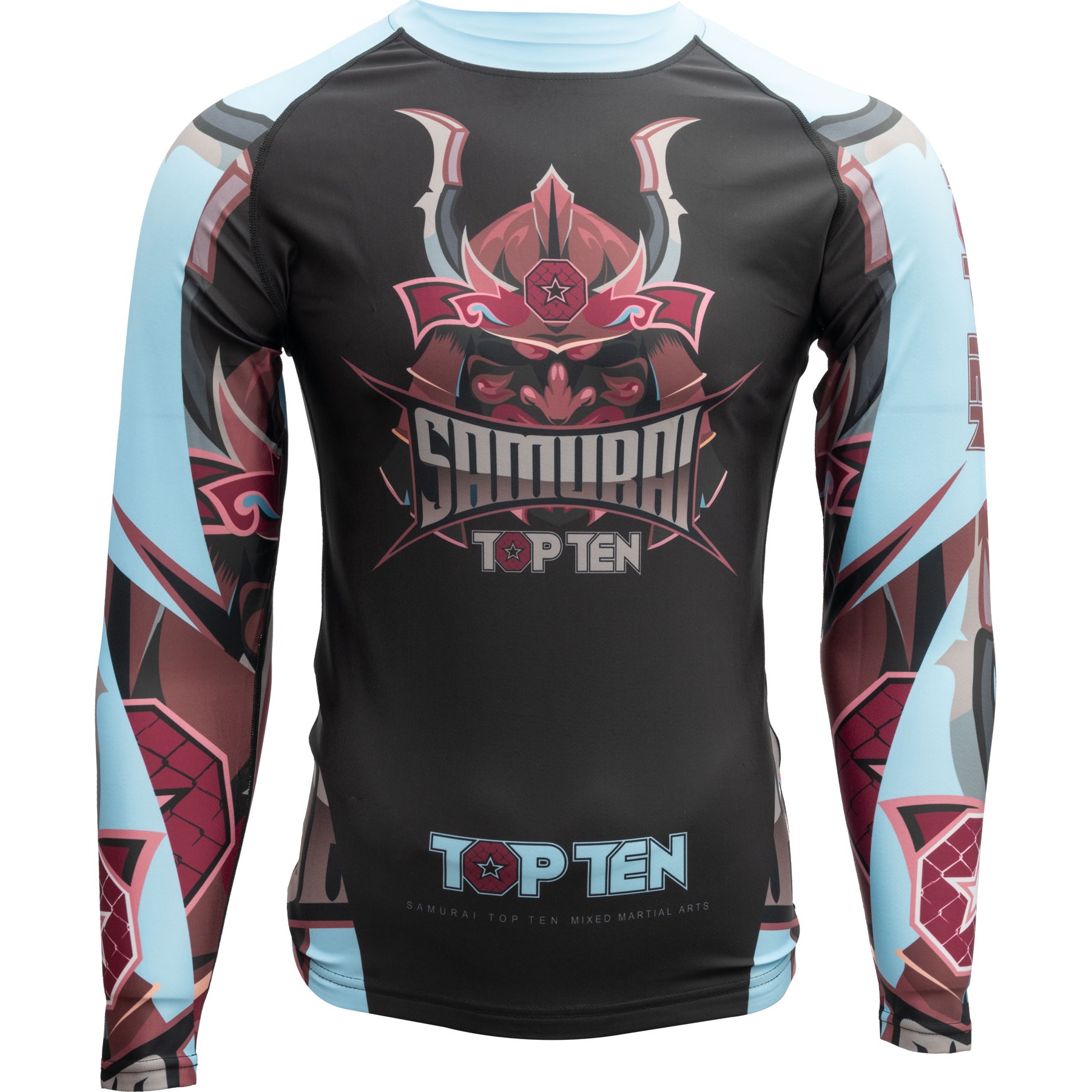 TOP TEN MMA Rashguard - Samurai - Schwarz / Blau