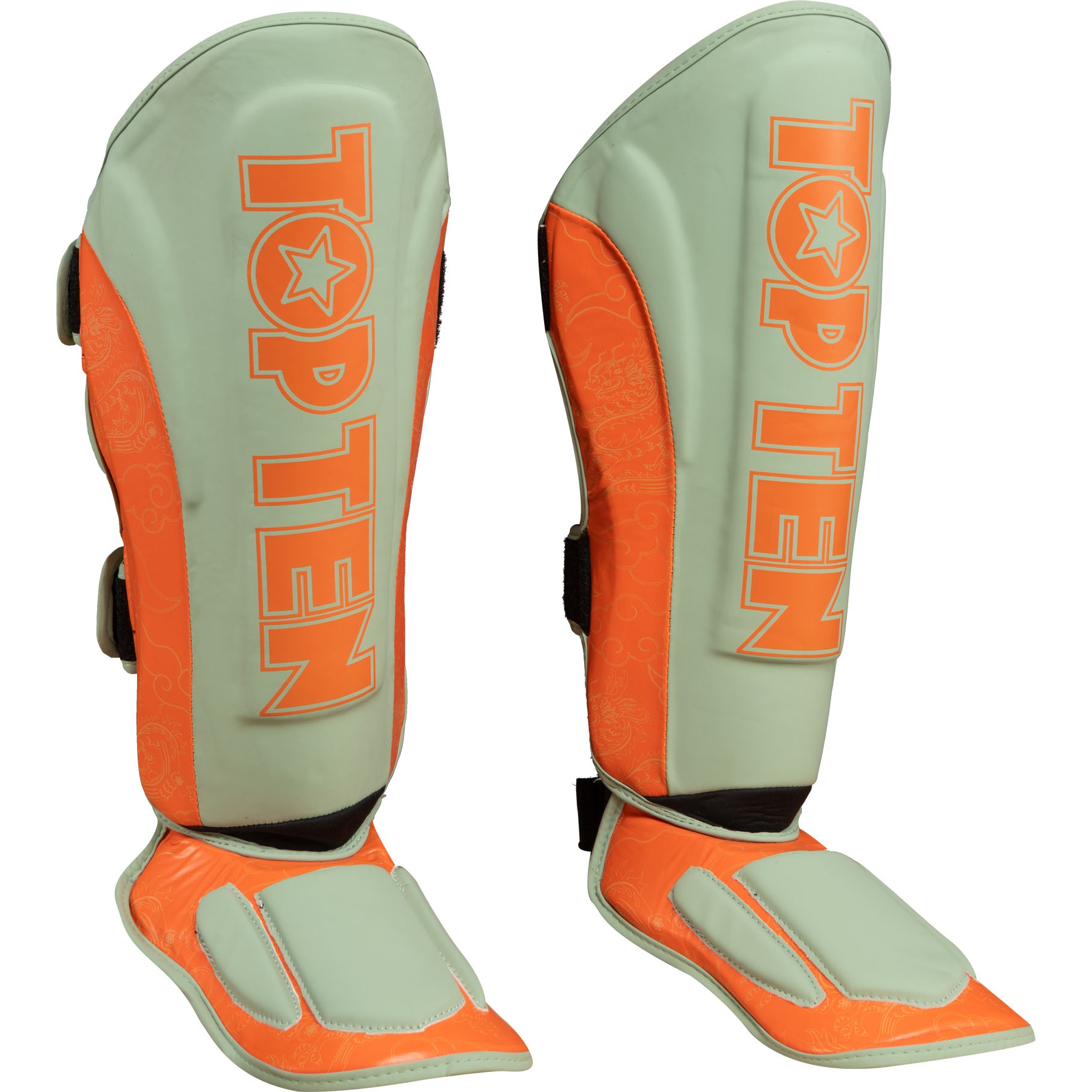 TOP TEN Schienbein- und Spannschutz - Dragon - Grün / Orange