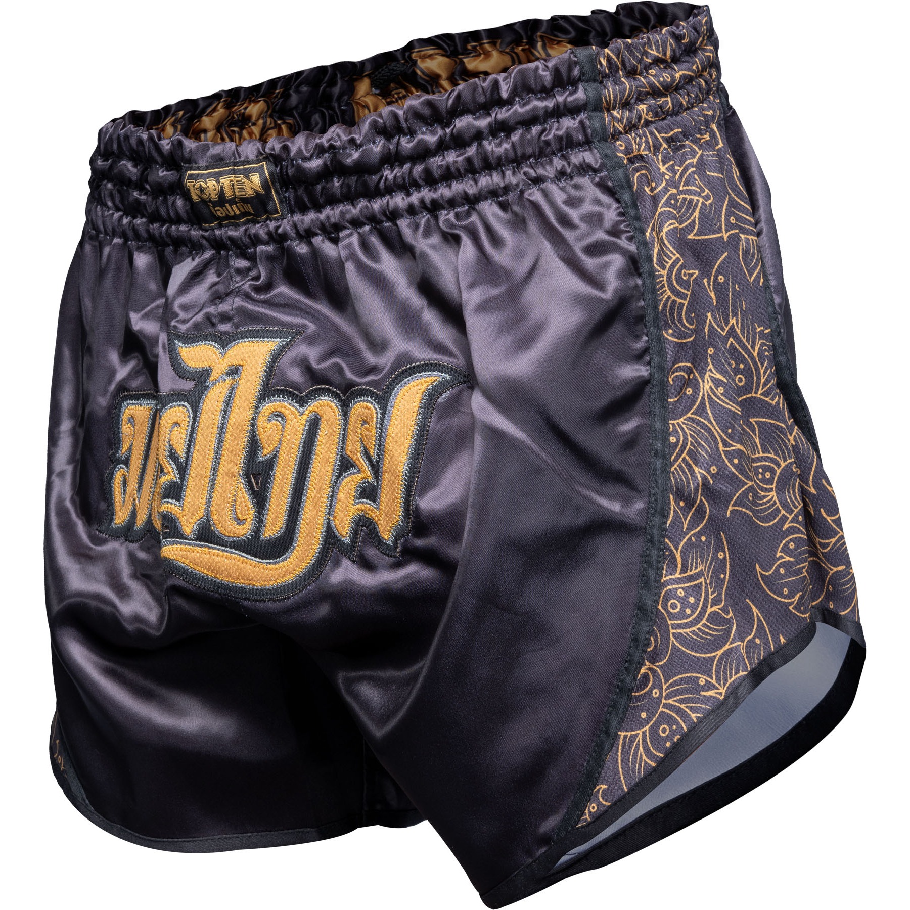 TOP TEN Muay-Thai-Shorts - Nong Han - Schwarz / Gold TOP TEN Muay-Thai-Shorts - Nong Han - Schwarz / Gold