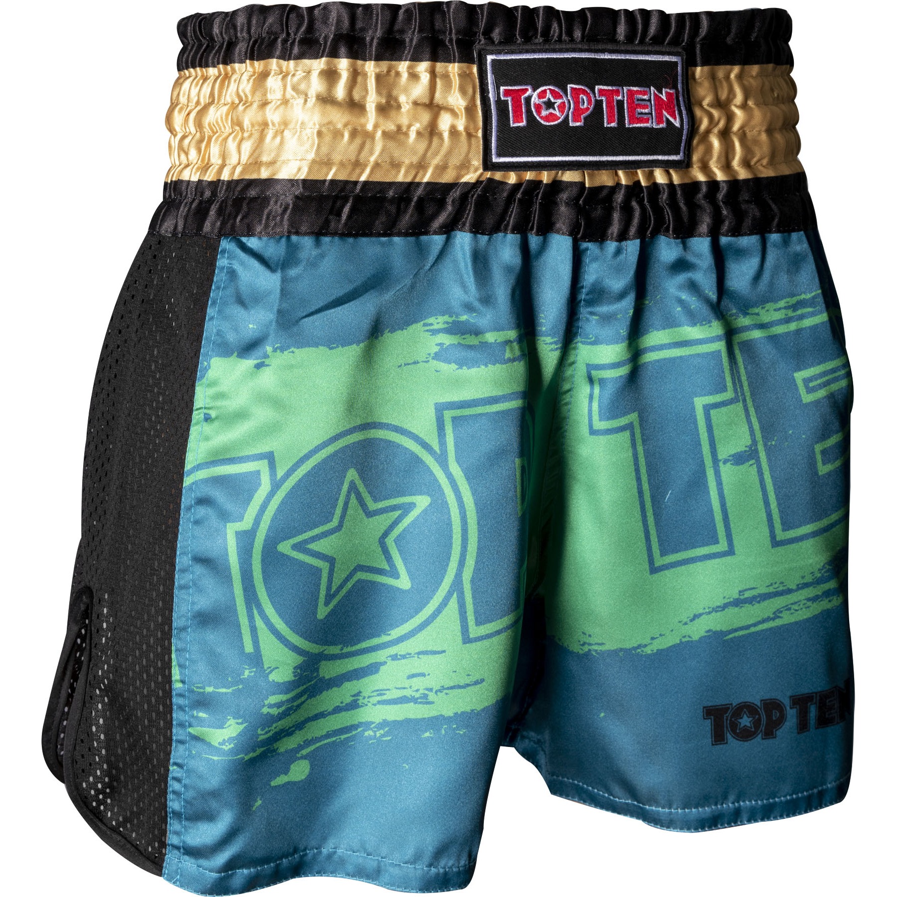 TOP TEN Kickbox-Shorts - Power Ink - Grün / Gold TOP TEN Kickbox-Shorts - Power Ink - Grün / Gold