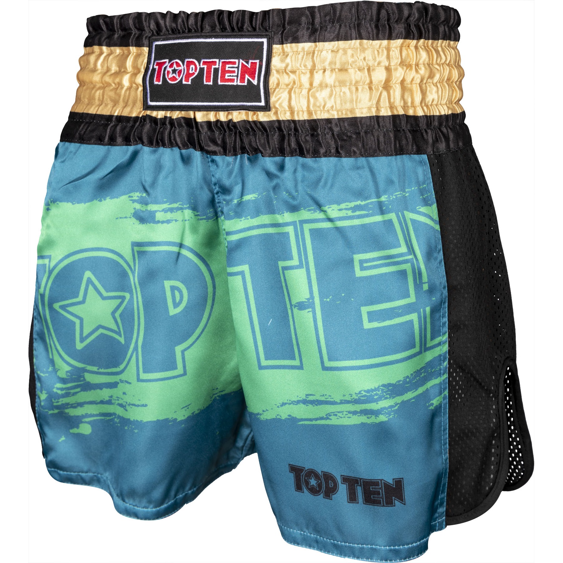 TOP TEN Kickbox-Shorts - Power Ink - Grün / Gold TOP TEN Kickbox-Shorts - Power Ink - Grün / Gold