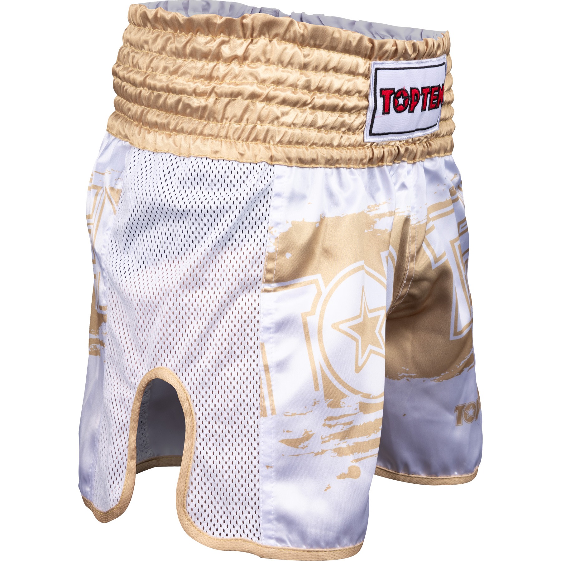 TOP TEN Muay-Thai-Shorts - Power Ink - Weiß / Gold TOP TEN Muay-Thai-Shorts - Power Ink - Weiß / Gold