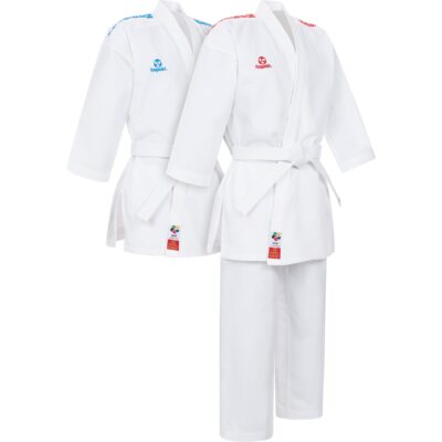 Hayashi Karateanzug - Kumite Set - Weiß / Rot / Weiß / Blau