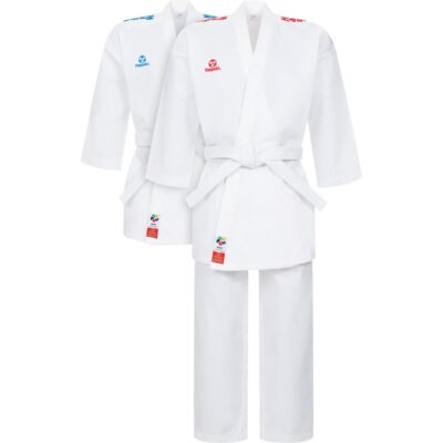 Hayashi Karateanzug - Kumite Set - Weiß / Rot / Weiß / Blau